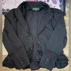 LRL Lauren Jeans Co. Ralph Lauren Ruffled Jean Jacket